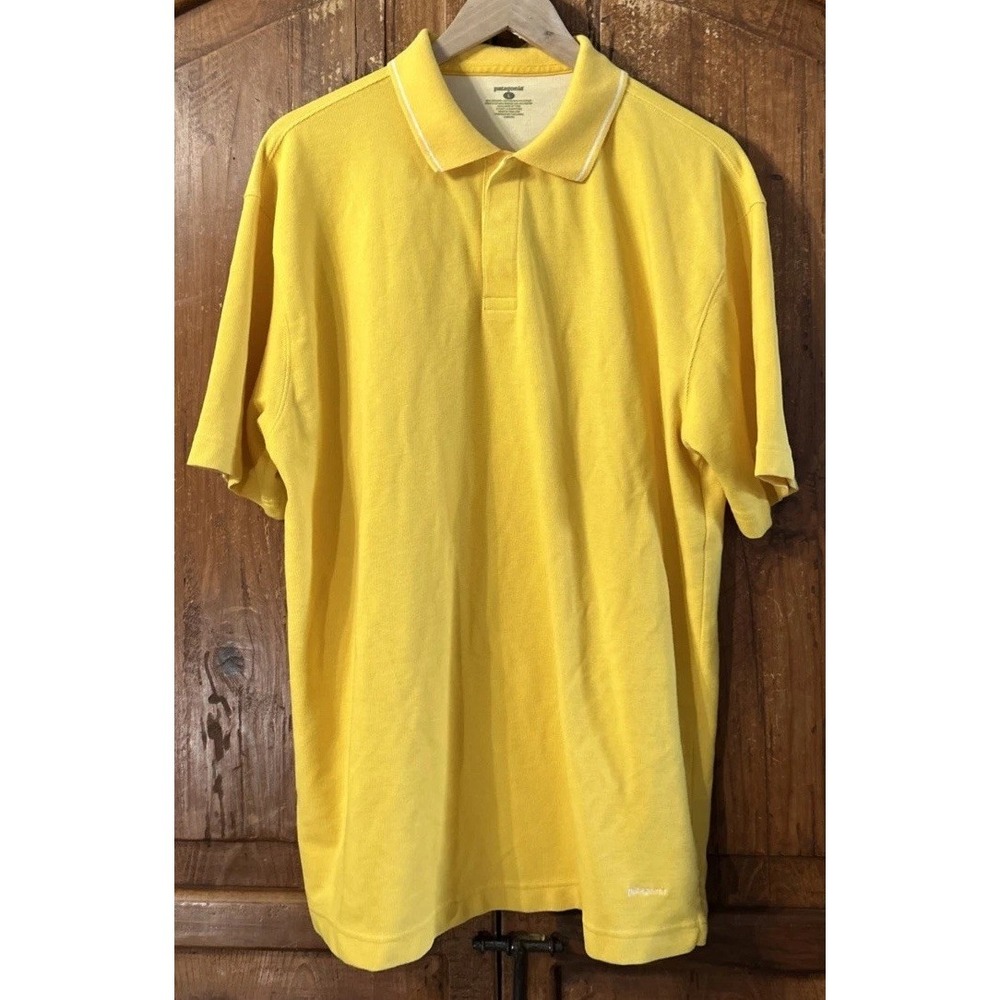 Mens Vintage Patagonia Pique Vitaliti Polo Shirt 53410 Large Snap Placket